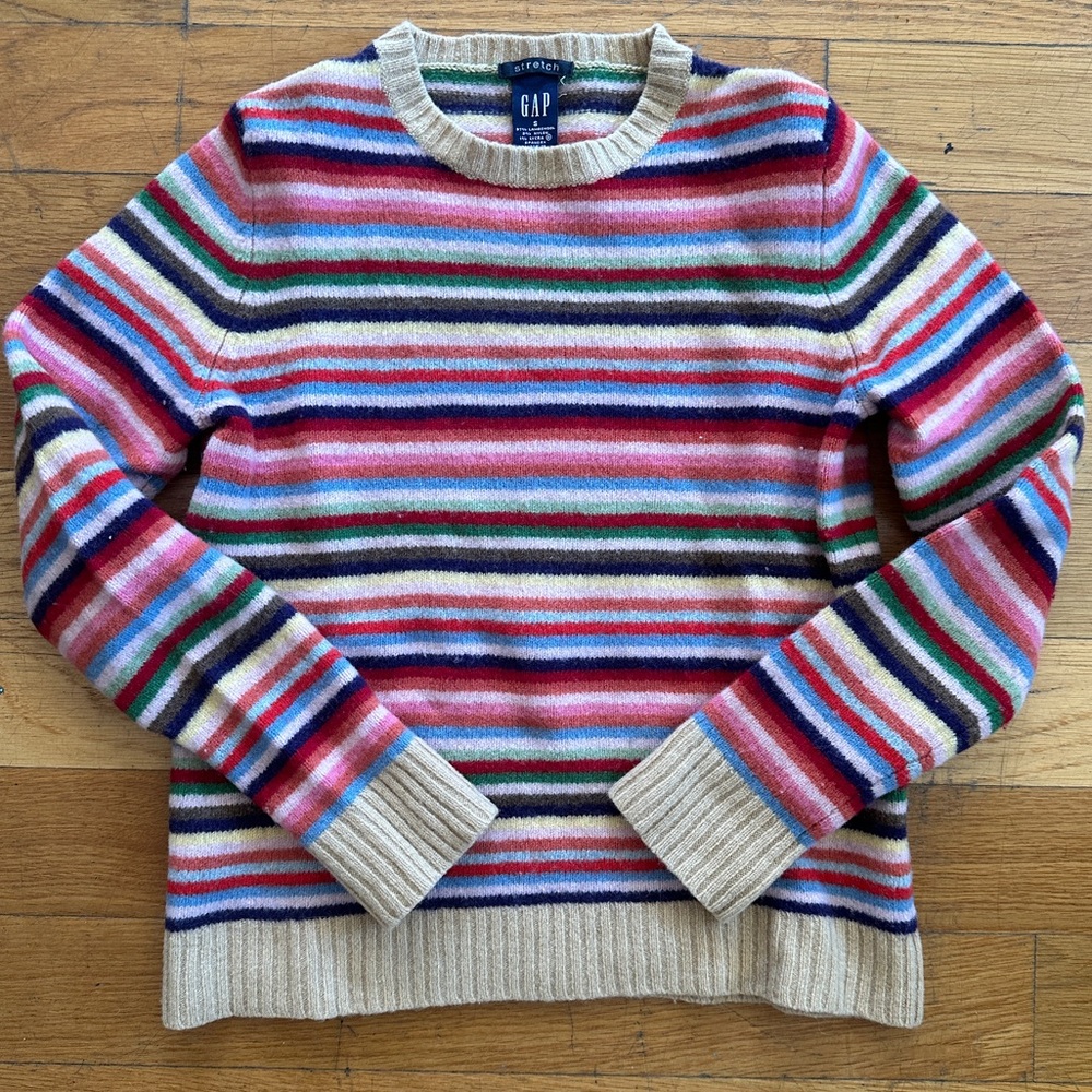 Vtg GAP Rainbow Wool Blend Sweater